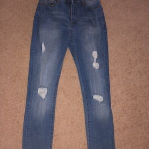 FOREVER 21- Blue Ripped Skinny Jeans